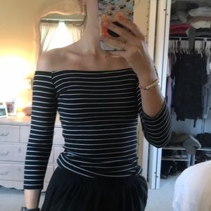 Black and White Off the Shoulder Express Top